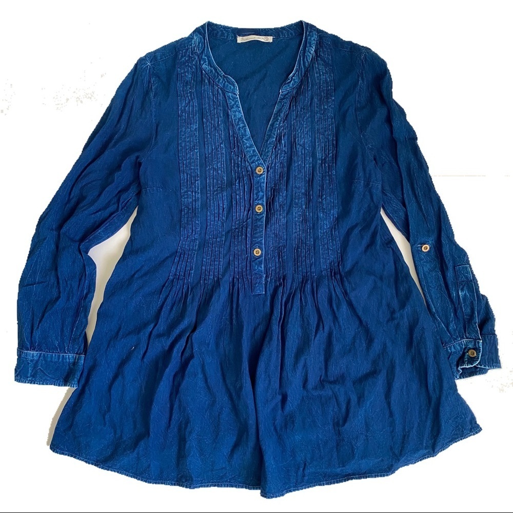 Amanda Blu Popover Blouse Tunic Chambray Denim